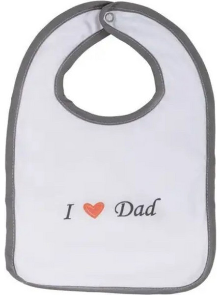 Bubaba Love Dad Αδιάβροχη Σαλιάρα από 100% Βαμβάκι με Κουμπί Λευκή Γκρι