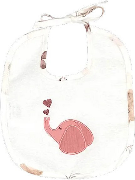 Baby Star Elephant Σαλιάρα από 100% Βαμβάκι με Κορδόνι Λευκή