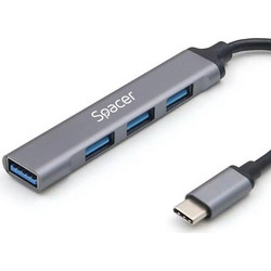 Spacer SPHB-TYPEC-4U-01 USB Hub 3.0 USB-C με 4 Θύρες USB-A