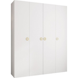 PoliHome Τετράφυλλη Ντουλάπα Ρούχων Como I Λευκή 200x52x246cm 163056089