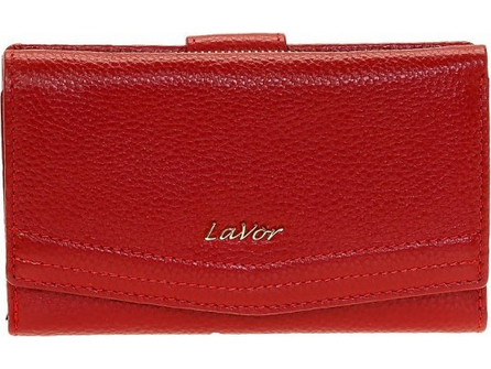 Lavor Μεγάλο Δερμάτινο Γυναικείο Πορτοφόλι RFID με Clip & Φερμουάρ Κόκκινο 1-6019