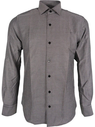 Bradley Ανδρικό Πουκάμισο Βαμβακερό Μακρυμάνικο Slim Fit Μαύρο B224-0055