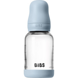 BIBS Γυάλινο Μπιμπερό με Θηλή Σιλικόνης κατά των Κολικών 0+ Μηνών Baby Blue 120ml
