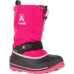 Kamik Waterbag8g Παιδικές Μπότες Χιονιού Μαύρες Φούξια Αδιάβροχες με Σκρατς NK4805-ROS