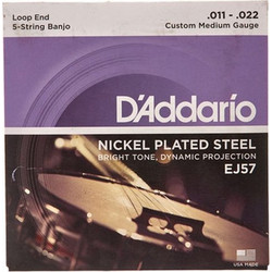 D'Addario EJ57 Σετ 5 Χορδές Μπάντζο Nickel Plated Steel 11-22" Medium Tension