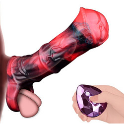 Kinksters Horsedildo Κάλυμμα Επιμήκυνσης Πέους με Δόνηση 12.5cm Κόκκινο Μαύρο