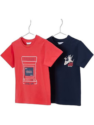 Mayoral Σετ Παιδικά T-Shirt Κοντομάνικα Κόκκινο Navy Μπλε 26-03063-062