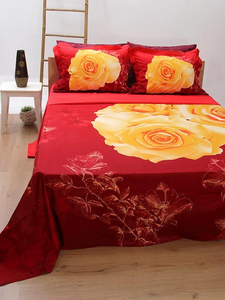 Sunshine Home Σετ Σεντόνια Υπέρδιπλα Βαμβακοσατέν 235x260 300 Red