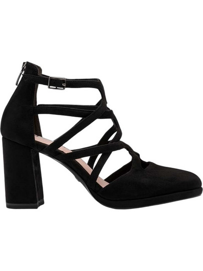 Tamaris Γόβες Suede με Χοντρό Ψηλό Τακούνι & Λουράκι Μαύρες 1-22446-46-001