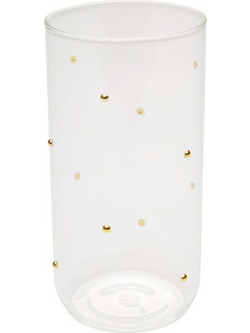 Kare Design Σετ Ποτήρι Νερού Γυάλινo Dots Glam Gold Διαφανές Χρυσό 300ml