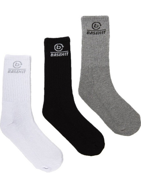 Basehit Ανδρικές Κάλτσες Ψηλές Μαύρες Μπεζ Γκρι 3Pack 212.BU08.04