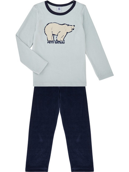 Petit Bateau Παιδική Πιτζάμα Βαμβακερή Χειμωνιάτικη Γαλάζια Navy Μπλε A0EGD-01
