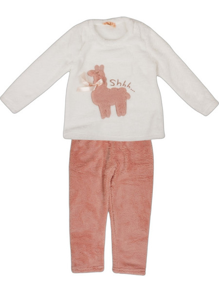 Sexen Lama Παιδική Πιτζάμα Fleece Χειμωνιάτικη Μπεζ Πορτοκαλί 21600K
