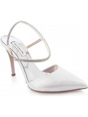 Guy Laroche Γόβες Slingback Δερμάτινες με Τακούνι Στιλέτο με Στρας Λευκές GL502S26010996