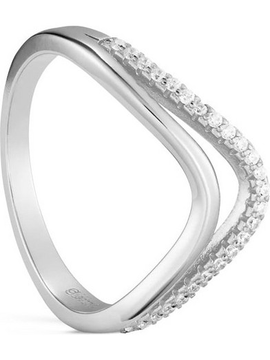 Silver Bonded Γυναικείο Δαχτυλίδι Σειρέ Μισόβερο Ασημί με Ζιργκόν RS5780