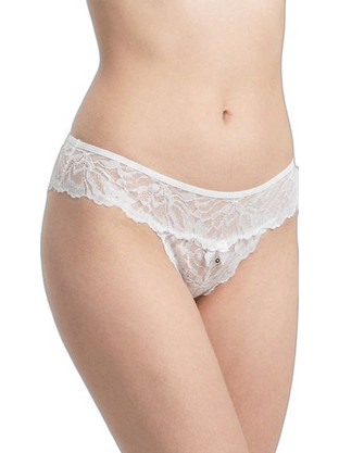 Milena By Paris Γυναικείο Sexy Slip με Δαντέλα Λευκό 8531