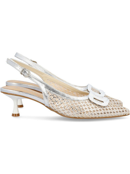 Ferre Γόβες Slingback Δερμάτινες με Λεπτό Χαμηλό Τακούνι Μπεζ F975F