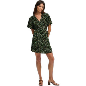 Superdry Mini Καλοκαιρινό Καθημερινό Φόρεμα Floral Κρουαζέ Μεταξωτό Μαύρο W8012086A-L1K