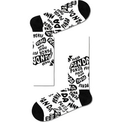 Happy Socks PANDA WWF Βαμβακερές Γυναικείες Κάλτσες Λευκές Μαύρες με Σχέδια 37001PAN01-1900