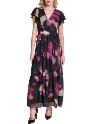 DKNY Maxi Φόρεμα για Γάμο / Βάπτιση Κρουαζέ Μαύρο DD5G1562-PMU