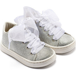 Babywalker Βαπτιστικά Sneakers για Κορίτσι Υφασμάτινα Ανατομικά Ασημί BW4864