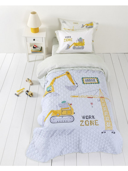 Nima Παιδικό Κουβερλί Μονό Microfiber 160x220 Big Truck Γαλάζιο