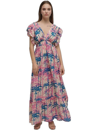 Inart Ble Maxi Καλοκαιρινό Βραδινό Φόρεμα Nude 5-41-348-1061