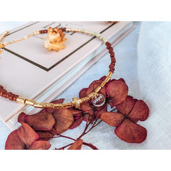 Celfie & CO Autumn Tones Χειροποίητο Μαρτυρικό Βάπτισης Βραχιόλι Χρυσό Μπορντό
