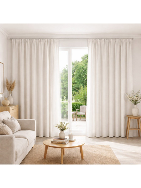 My Home Luxury Κουρτίνα Συσκότισης Βελουτέ με Τρέσα 280x270 907-8 Λευκή Εκρού