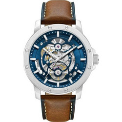 Kenneth Cole Harrison Ανδρικό Ρολόι Αυτόματο με Καφέ Δερμάτινο Λουράκι KCWGX0088905
