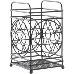 DKD Home Decor Θήκη Στραγγίσματος για Μαχαιροπίρουνα Μεταλλική Μαύρη 12x12x20cm 8424001944828