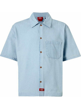 Dickies Ανδρικό Πουκάμισο Βαμβακερό Κοντομάνικο Κανονική Γραμμή Γαλάζιο DK0A88PH0FE