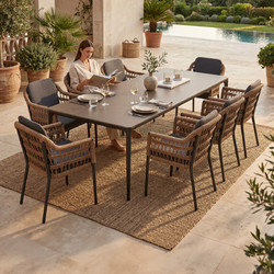 HomeMarkt Sintered Σετ Τραπεζαρία Κήπου Αλουμίνιο 9τμχ Γκρι HM10865.01