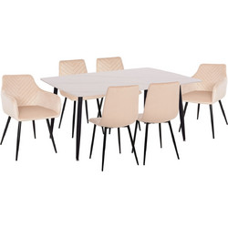 HomeMarkt Raven Σετ Τραπεζαρία Κήπου Αλουμίνιο 7τμχ Μπεζ HM21070.01