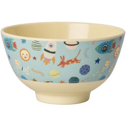 Rice Μπολ Φαγητού Dogs in Space Print Blue