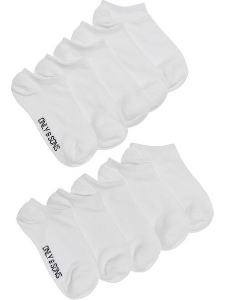 Only & Sons Brody Ανδρικές Κάλτσες Σοσόνια Λευκές 10Pack 22028445