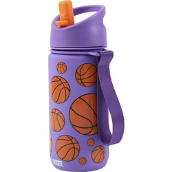 iDrink Basketball Παιδικό Παγούρι Θερμός Ανοξείδωτο με Καλαμάκι Μωβ 420ml