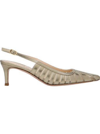 KALOGIROU Fenice Γόβες Slingback Δερμάτινες με Τακούνι Στιλέτο Χρυσές