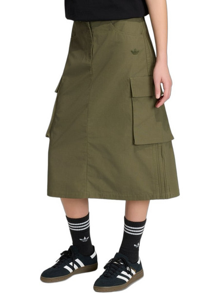 Adidas Μίντι Φούστα Υφασμάτινη Ψηλόμεση Cargo Χακί KS9334