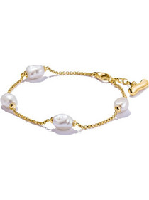 Thomas Sabo Γυναικείο Βραχιόλι Αλυσίδα από Ασήμι 925 Επιχρυσωμένο με Πέρλα A2189-430-14