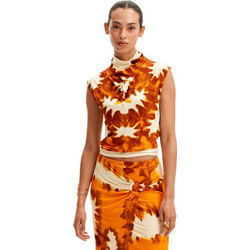 Desigual Praga Γυναικείο Καλοκαιρινό Crop Top Βαμβακερό Πορτοκαλί 24SWTK27-7015