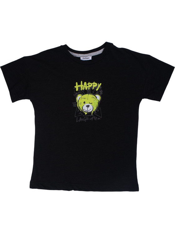Serafino Happy Bear Παιδικό T-Shirt Κοντομάνικο Μαύρο Lime SU26-6767