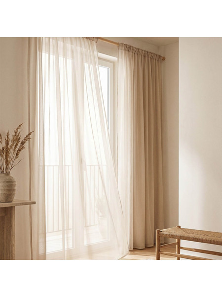 Premier Κουρτίνα Παραθύρου με Τρέσα 300x270 Valeria 20.00.12363 Ecru