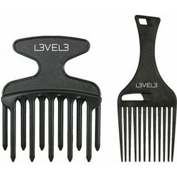 L3VEL3 03354 Σετ Χτένες Μαλλιών για Κούρεμα Μαύρες 2τμχ