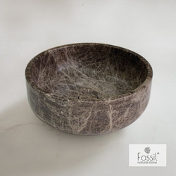 Fossil Thalo Επικαθήμενος Νιπτήρας Μπάνιου Στρογγυλός Μαρμάρινος 33x12.5cm Μαύρος 517-DR33-523
