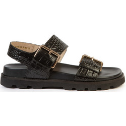 Versace 19V69 Δερμάτινα Γυναικεία Σανδάλια Μαύρα AM4C918-626
