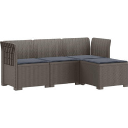 vidaXL Τριθέσιος Καναπές Εξωτερικού Χώρου Rattan Ανθρακί Μπλε 179x117x70cm 4τμχ 3443941