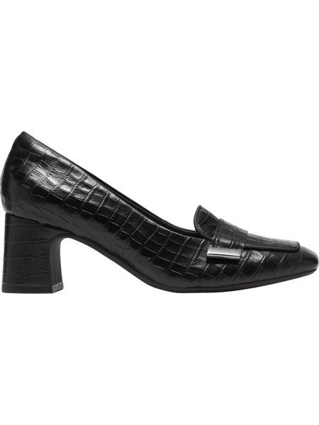 Clarks Γόβες Δερμάτινες με Χοντρό Χαμηλό Τακούνι Μαύρες 26320255