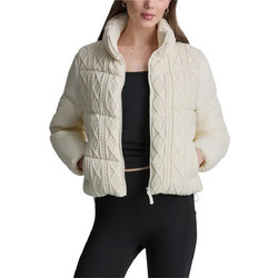 DKNY Γυναικείο Μπουφάν Χειμωνιάτικο Puffer Μακρύ Εκρού DP6J9677