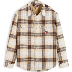 Tommy Jeans Ανδρικό Πουκάμισο Βαμβακερό Καρό Μακρυμάνικο Κανονική Γραμμή Καφέ DM0DM23616-0LZ